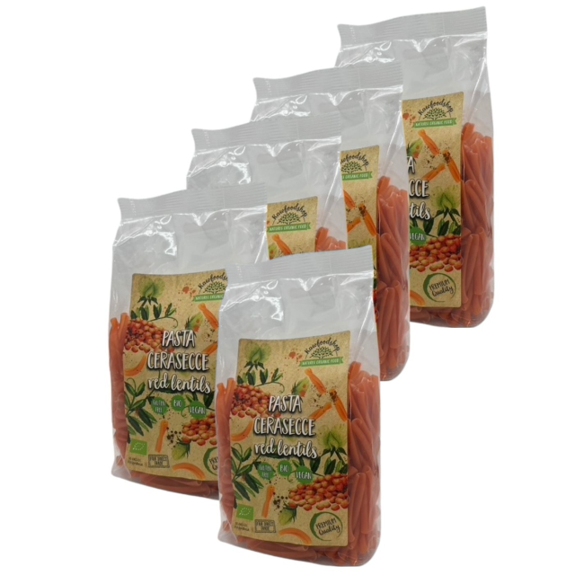 Punainen Linssipasta Casarecce LUOMU 250g x 5 pakettia