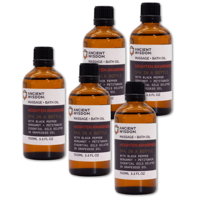 Heighten Awareness Hierontaöljy 100ml x 5 pakettia