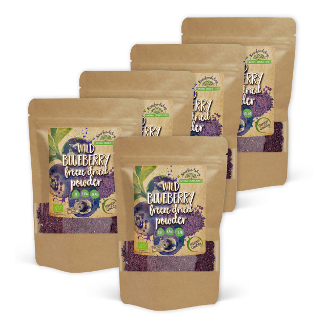 Mustikkajauhe Villit Pakastekuivattu LUOMU 125g x 5 pakettia