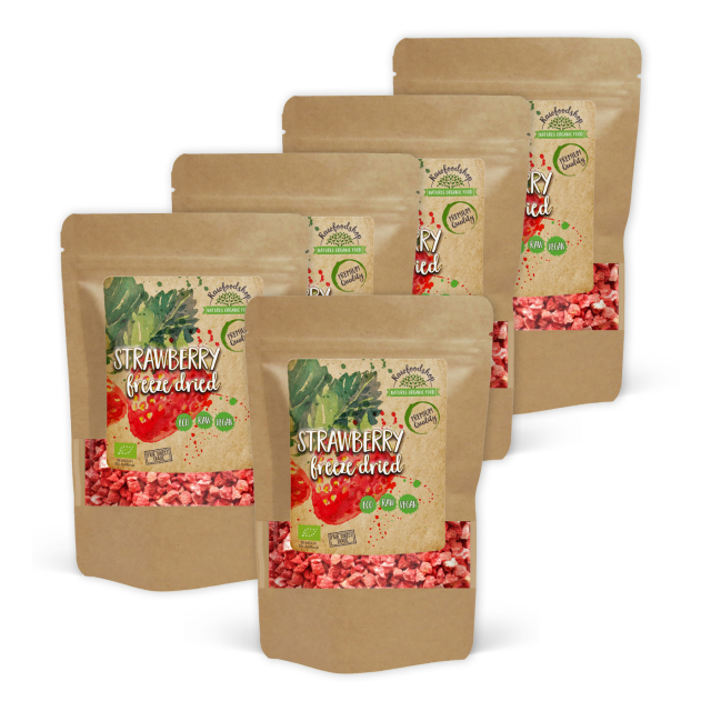 Mansikanpalat Pakastekuivatut LUOMU 50g x 5 pakettia