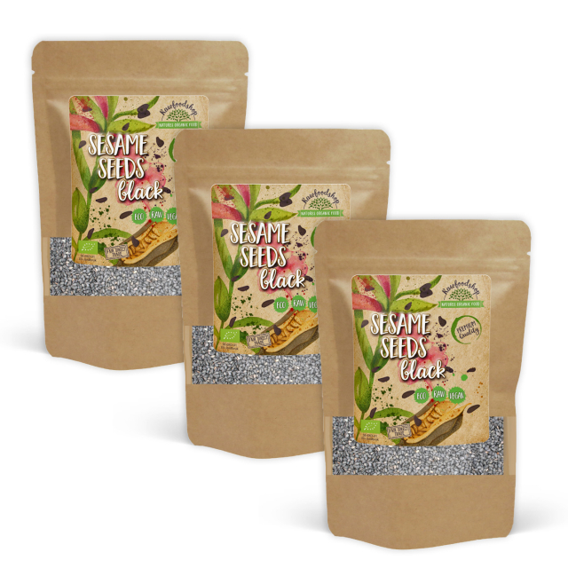 Seesaminsiemenet Mustat LUOMU 100g x 3 pakettia