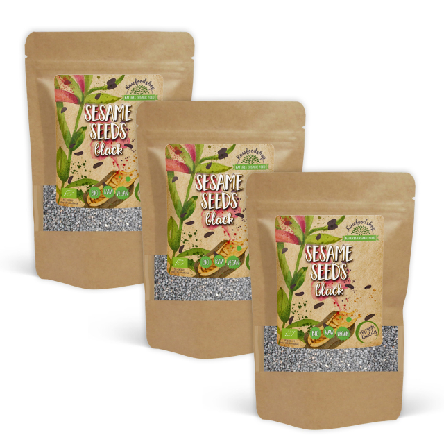 Seesaminsiemenet Mustat LUOMU 100g x 3 pakettia