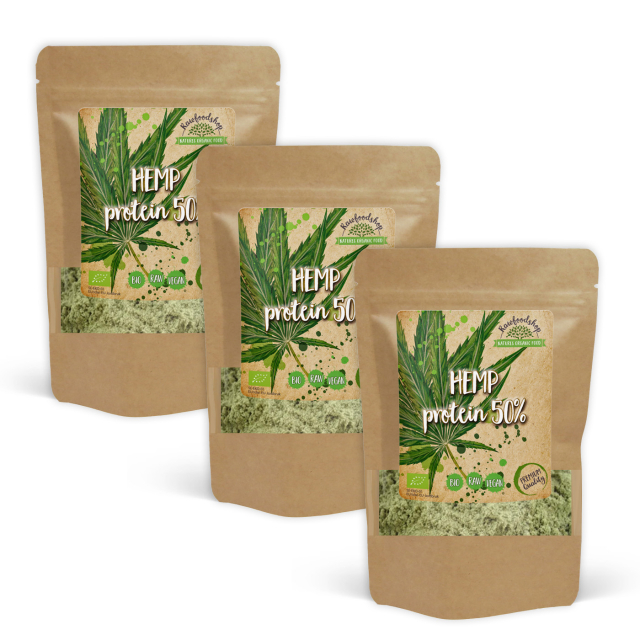 Hampuproteiini 50% LUOMU 1kg x 3 pakettia