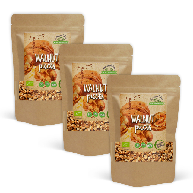 Saksanpähkinäpalat RAW LUOMU 250g x 3 pakettia