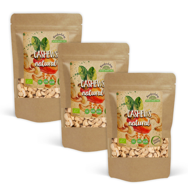 Premium raaka luomucashewpähkinät 1 kg x 3 pakettia