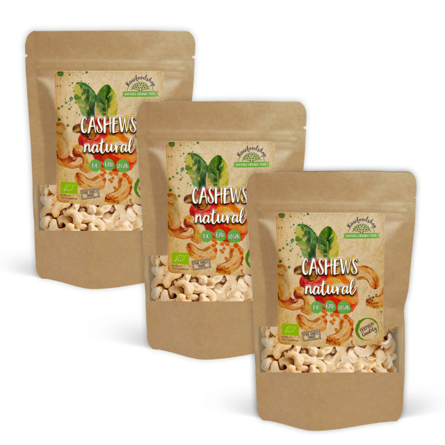 Premium raaka luomucashewpähkinät 1 kg x 3 pakettia