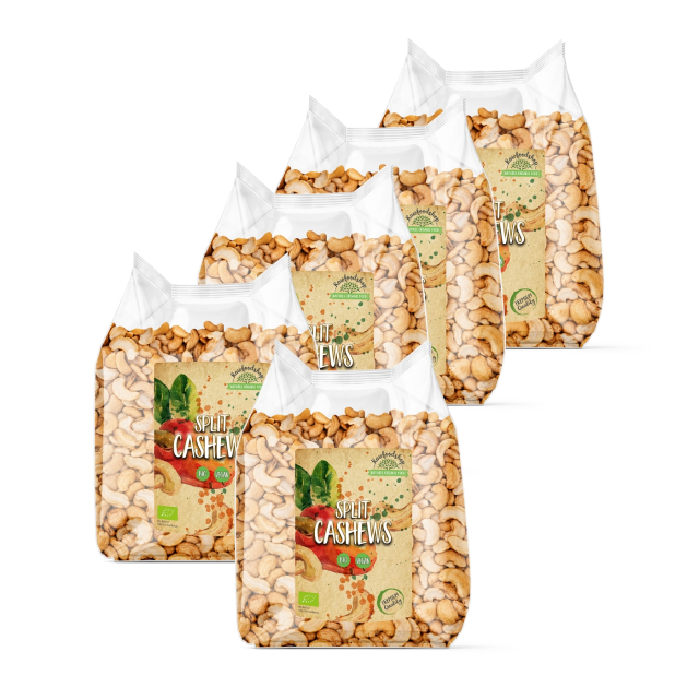 Cashewpähkinät Jaetut LUOMU 1kg x 5 pakettia