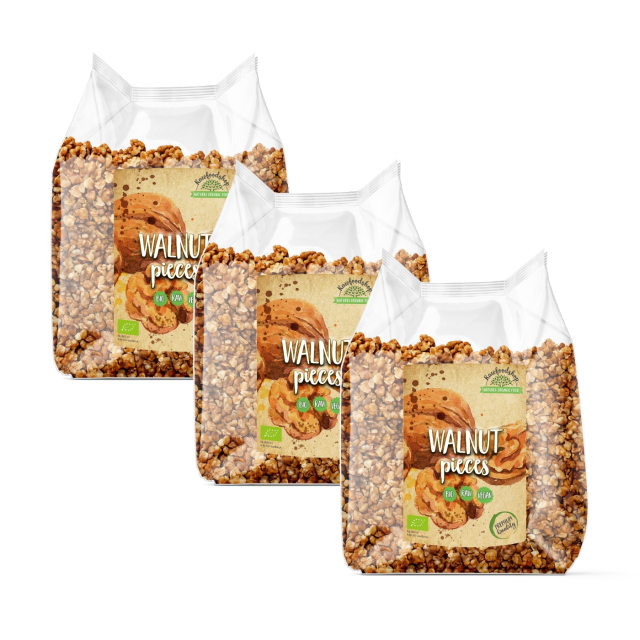  Saksanpähkinäpalat RAW LUOMU 500g x 3 pakettia