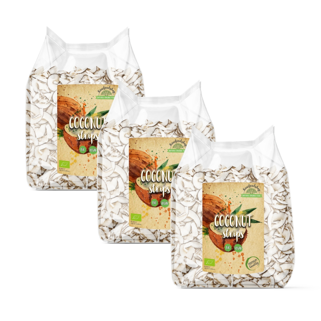 Kookospähkinä suikaleina LUOMU 200g x 3 pakettia
