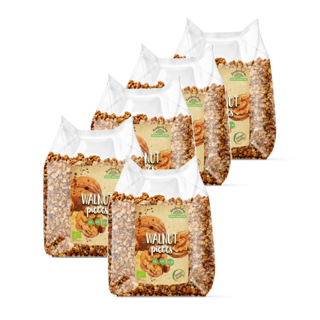  Saksanpähkinäpalat RAW LUOMU 750g x 5 pakettia