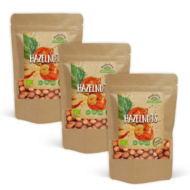 Hasselpähkinät Premium RAW LUOMU 500g x 3 pakettia