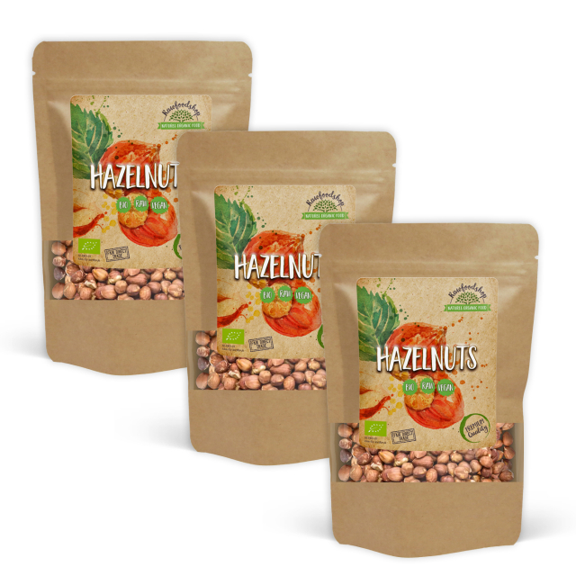 Hasselpähkinät Premium RAW LUOMU 500g x 3 pakettia