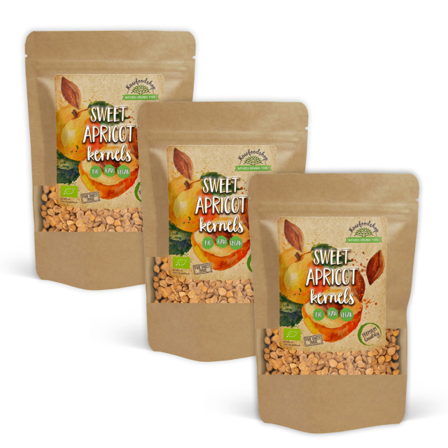 Aprikoosinsiemenet Makeat LUOMU 500g x 3 pakettia