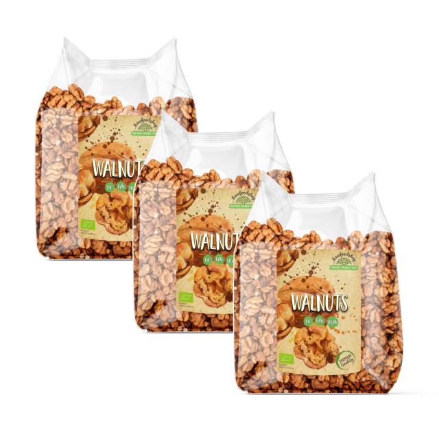 Saksanpähkinät Premium RAW LUOMU 500g x 3 pakettia