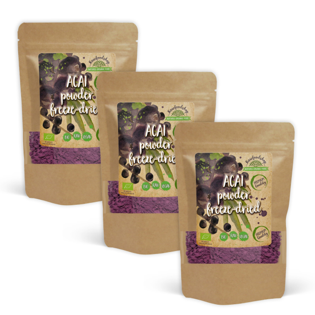Acai-jauhe Pakastekuivattu LUOMU 125g x 3 pakettia