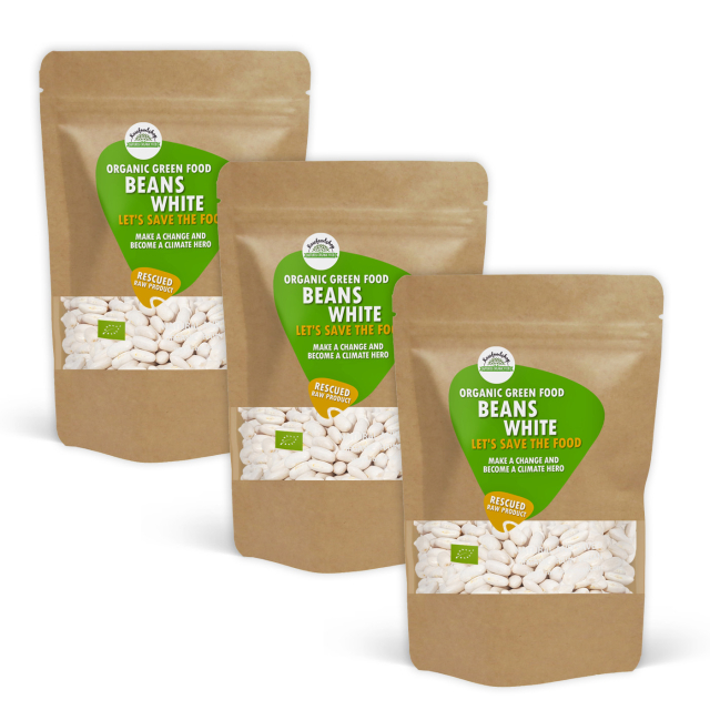 Pavut Valkoiset Keskikokoiset LUOMU 1kg x 3 pakettia