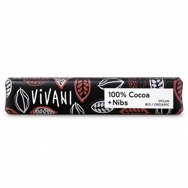 Vivani Suklaa 100% & Kaakaonibsit LUOMU 25g