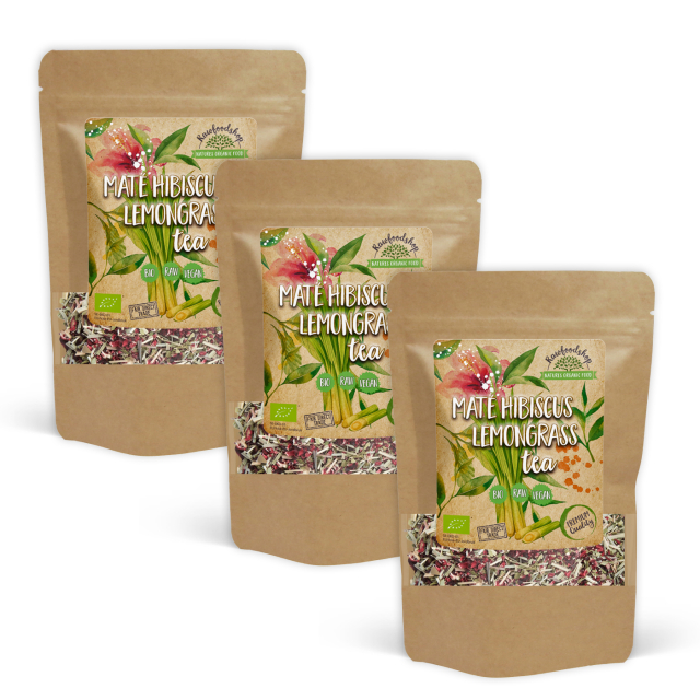 Hibiskus–sitruunaruoho matee LUOMU 70 g x 3 pakettia