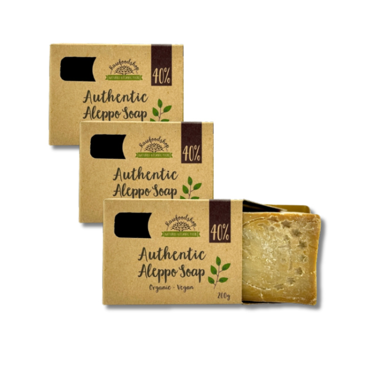 Alepposaippua Laakeriöljy 40% 200g x 3 kpl ryhmässä Iho & Vartalo / Vartalo / Suihkusaippua @ Rawfoodshop Scandinavia AB (061528-SET3)