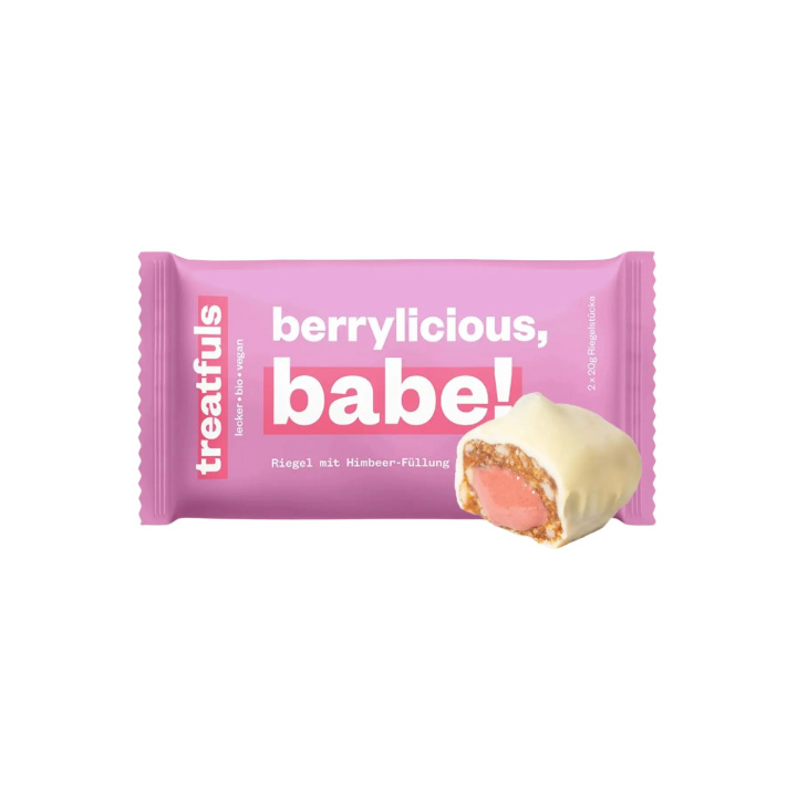 Valkosuklaapatukka Vadelmalla LUOMU 2x20g ryhmässä Raaka-aineet / Karkkia & Suklaata / Suklaapatukat @ Rawfoodshop Scandinavia AB (080202-01)