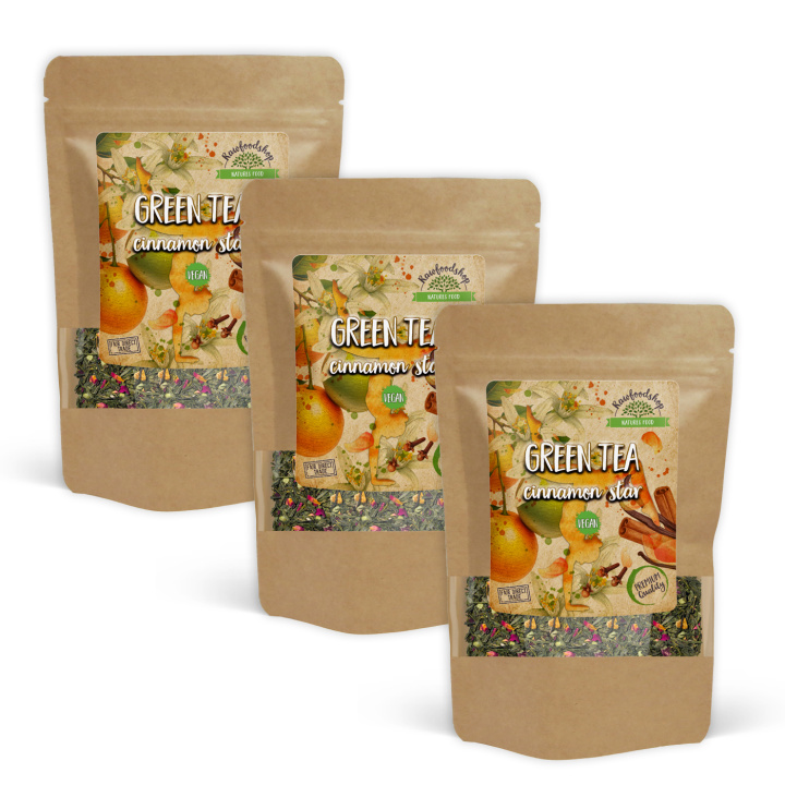 Vihreä tee Cinnamon Star 50g x 3 pakettia ryhmässä Raaka-aineet / Juomat / Teet @ Rawfoodshop Scandinavia AB (1096650-SET3)