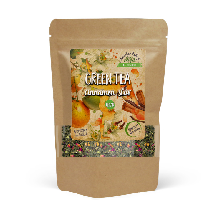 Vihreä tee Cinnamon Star 50g ryhmässä Raaka-aineet / Juomat / Teet @ Rawfoodshop Scandinavia AB (1096650)