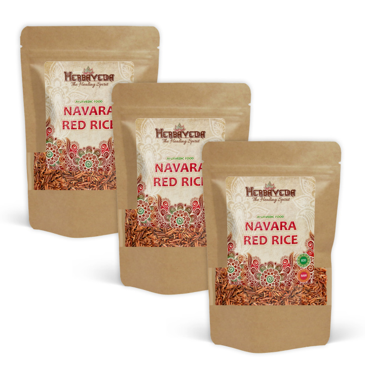 Ayurveda Navara Punainen Riisi LUOMU 500g x 3 pakettia ryhmässä Raaka-aineet / Ruokakomero / Riisi & Ohra @ Rawfoodshop Scandinavia AB (151502-SET3)