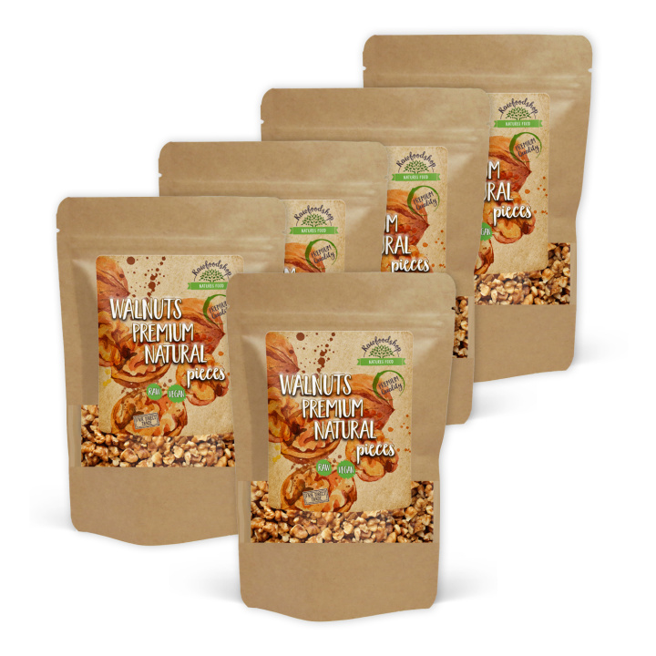 Saksanpähkinäpalat Premium RAW 750g x 5 pakettia ryhmässä Raaka-aineet / Pähkinät / Saksanpähkinät @ Rawfoodshop Scandinavia AB (17234750-SET5)