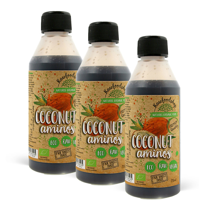Kookos Aminos LUOMU 250ml x 3 pulloa ryhmässä Raaka-aineet / Ruokakomero / Maustaminen / Soija & Kastike @ Rawfoodshop Scandinavia AB (1731-SET3)