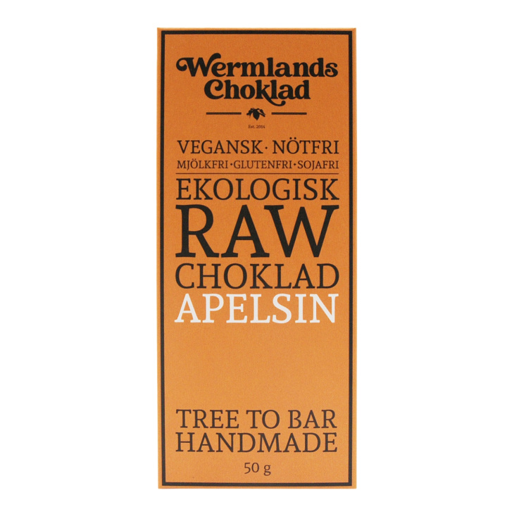 Wermlandschoklad Appelsiini LUOMU 50g ryhmässä Raaka-aineet / Karkkia & Suklaata / Suklaapatukat @ Rawfoodshop Scandinavia AB (1814X10)