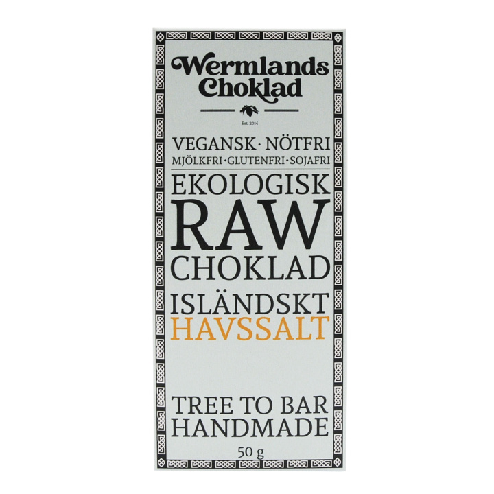 Wermlandschoklad Islannin Merisuola LUOMU 50g ryhmässä Raaka-aineet / Karkkia & Suklaata / Suklaapatukat @ Rawfoodshop Scandinavia AB (1816X10)