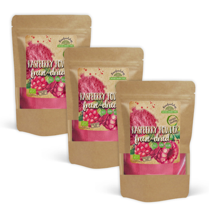Vadelmajauhe Pakastekuivattu LUOMU 100g x 3 pakettia ryhmässä Raaka-aineet / Hedelmät & Marjat / Vadelma @ Rawfoodshop Scandinavia AB (20020005002001-SET3)