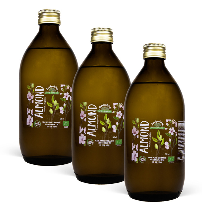 Manteliöljy kylmäpuristettu LUOMU 50ml x 3 pulloa ryhmässä Iho & Vartalo / Luonnollinen DIY / Kasviöljyt @ Rawfoodshop Scandinavia AB (2081201-SET3)