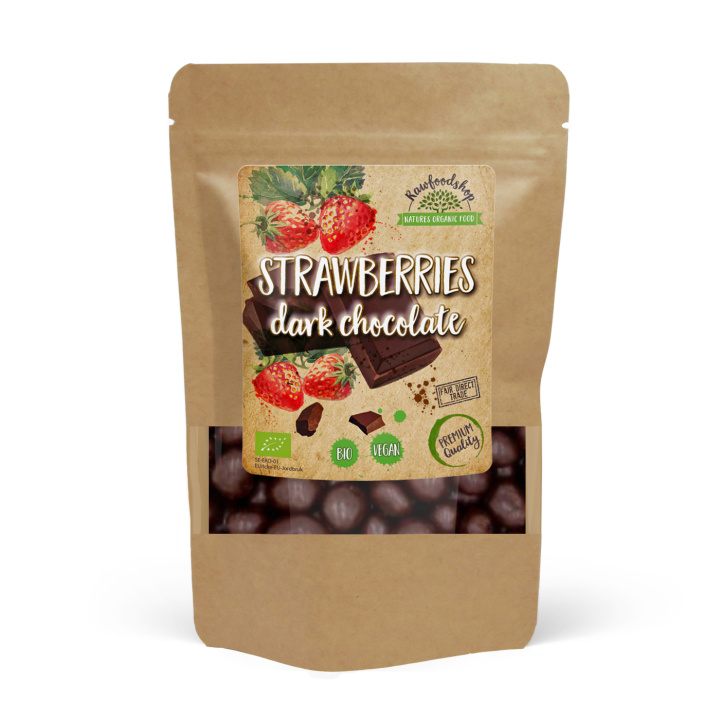 Tumma Suklaa Mansikat LUOMU 100g ryhmässä Raaka-aineet / Hedelmät & Marjat / Mansikka @ Rawfoodshop Scandinavia AB (20851-1)