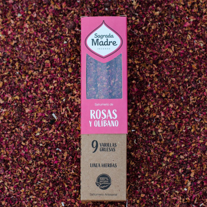 Ruusut ja Frankincense suitsuketikut 9kpl ryhmässä Koti & Sielu / Tunnelma & tuoksu / Suitsuke @ Rawfoodshop Scandinavia AB (22-01)