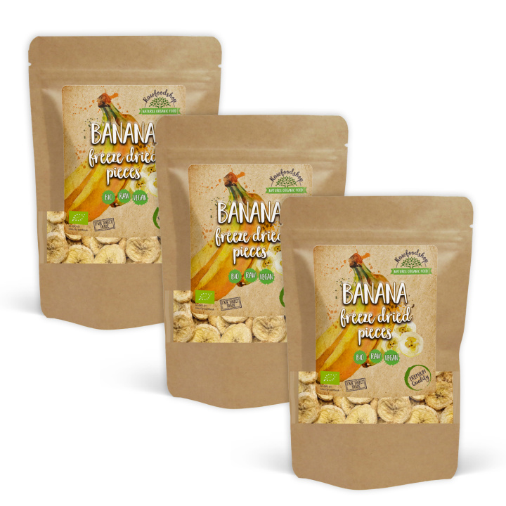 Pakastekuivattu Banaani Paloina LUOMU 100g x 3 pakettia ryhmässä Raaka-aineet / Hedelmät & Marjat / Banaani @ Rawfoodshop Scandinavia AB (22371100-SET3)