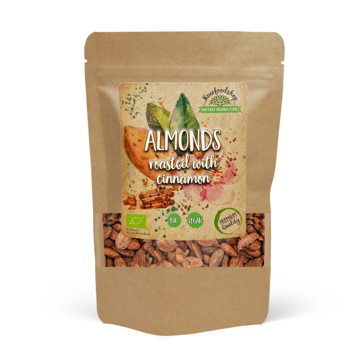 Kanelilla Paahdetut Mantelit Luomu 250g ryhmässä Raaka-aineet / Pähkinät / Manteli @ Rawfoodshop Scandinavia AB (250241)