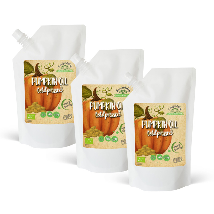 Kurpitsansiemenöljy kylmäpuristettu LUOMU 500ml x 3 pakettia ryhmässä Iho & Vartalo / Luonnollinen DIY / Kasviöljyt @ Rawfoodshop Scandinavia AB (300463-SET3)