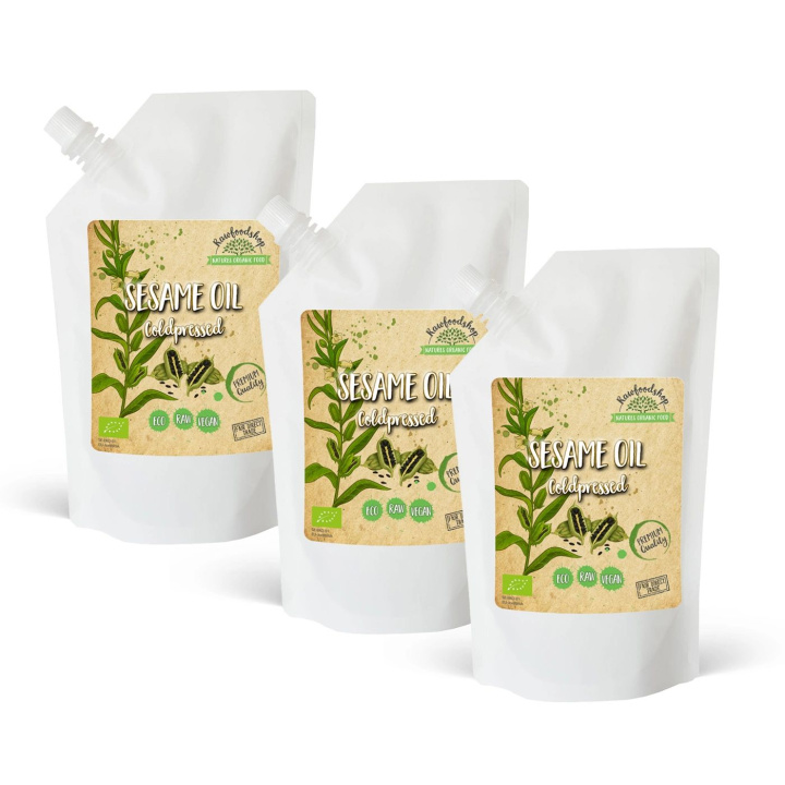 Seesamiöljy kylmäpuristettu LUOMU 1000ml x 3 pulloa ryhmässä Iho & Vartalo / Luonnollinen DIY / Kasviöljyt @ Rawfoodshop Scandinavia AB (3081204-SET3)