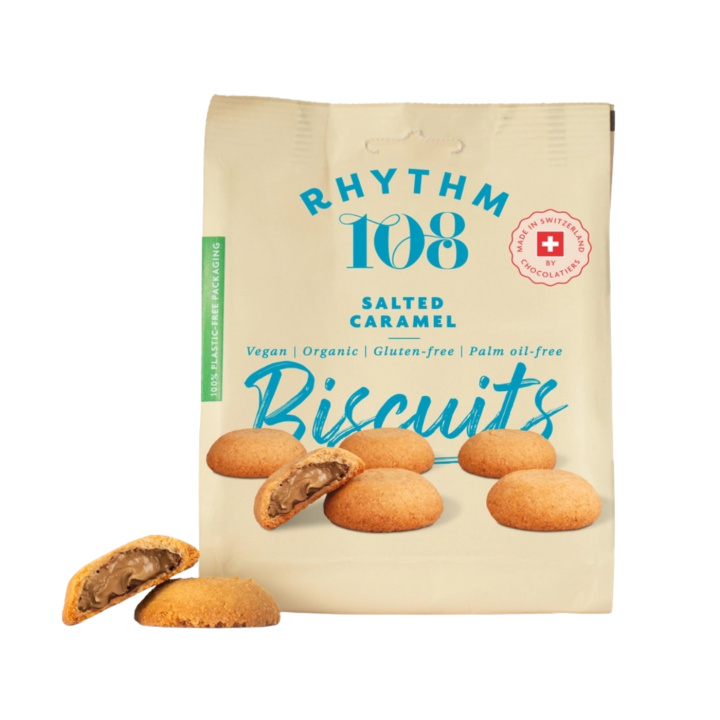 Keksit Salted Caramel LUOMU 135g ryhmässä Raaka-aineet / Ruokakomero / Keksit, keksit & leipä @ Rawfoodshop Scandinavia AB (34564567578)