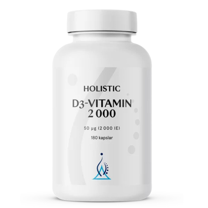 Holistic D3-Vitamiini 2000 180 kapselia ryhmässä Ravintolisät / Vitamiinit / Yksinkertaiset vitamiinit @ Rawfoodshop Scandinavia AB (4143)