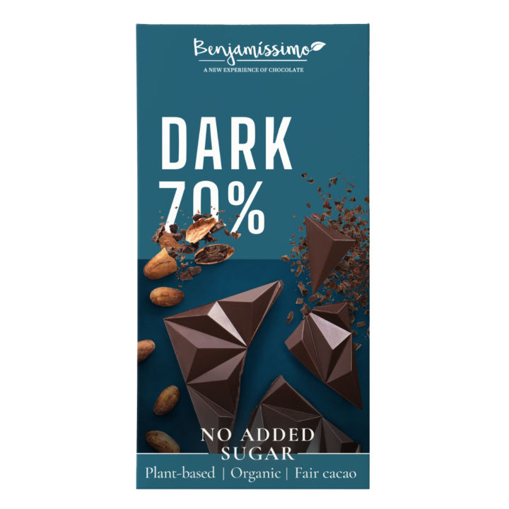 Benjamissimo Tumma Suklaa 70% Sokeriton 60g ryhmässä Raaka-aineet / Karkkia & Suklaata / Suklaapatukat @ Rawfoodshop Scandinavia AB (4957)
