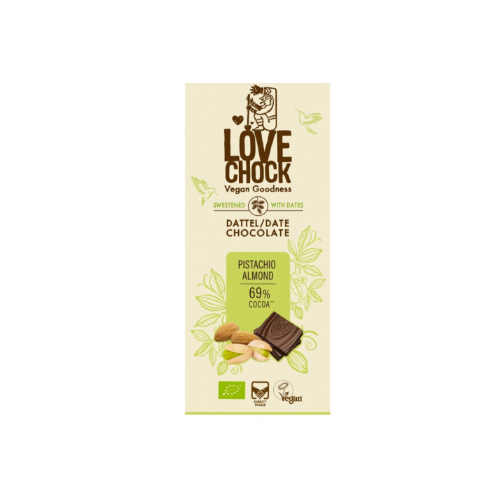 Suklaa pistaasilla & taateleilla LUOMU 70g ryhmässä Raaka-aineet / Karkkia & Suklaata @ Rawfoodshop Scandinavia AB (61203)