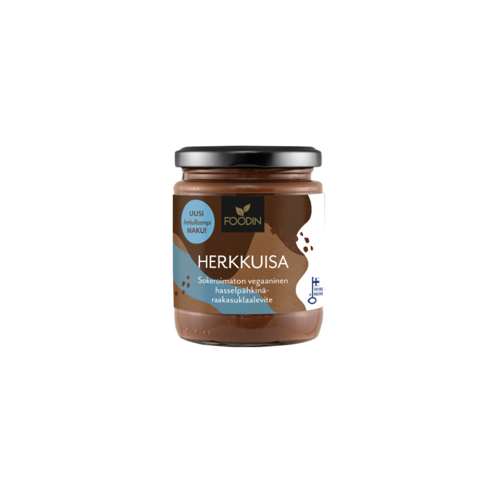 Herkkuisa Suklaa- ja Hasselpähkinälevite Sokeriton 230g ryhmässä Raaka-aineet / Ruokakomero / Voi & Kermaiset Levitteet @ Rawfoodshop Scandinavia AB (6430051824579)