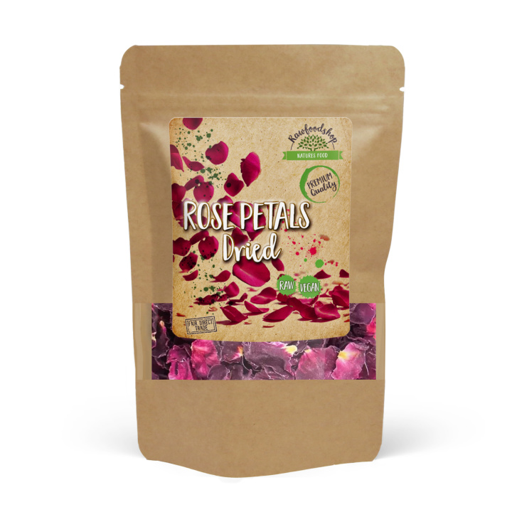 Ruusunlehtiä Kuivattuina 125g ryhmässä Raaka-aineet / Leipominen / Syötävät kukat @ Rawfoodshop Scandinavia AB (82431125)