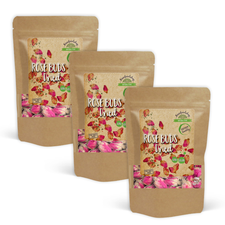 Ruusunuppuja Kuivattuina 125g x 3 pakettia ryhmässä Raaka-aineet / Leipominen / Syötävät kukat @ Rawfoodshop Scandinavia AB (82432125-SET3)