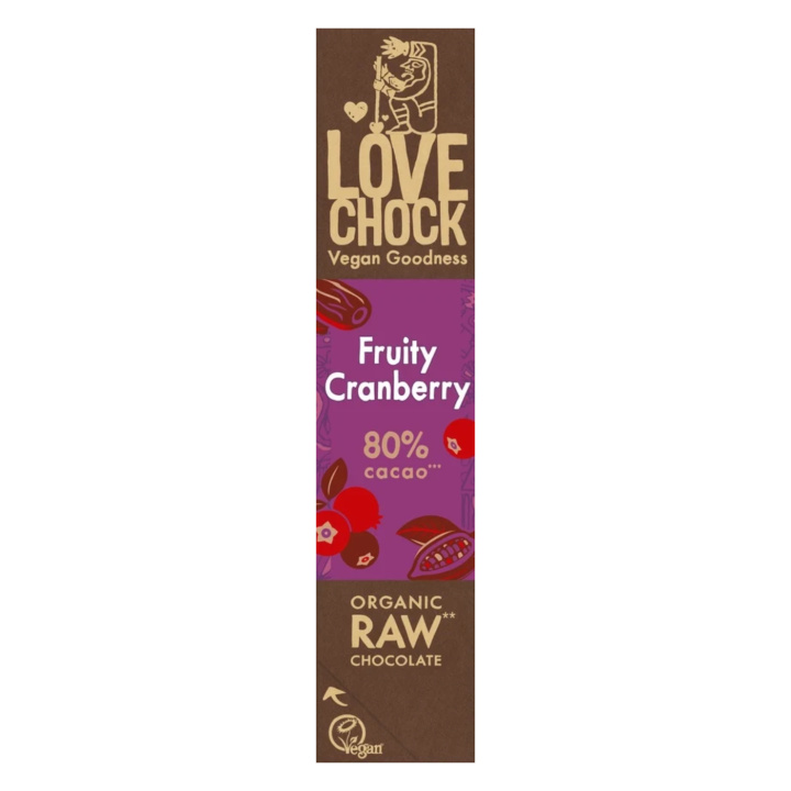 Suklaa Fruity Cranberry 80% LUOMU 40g ryhmässä Raaka-aineet / Karkkia & Suklaata / Suklaapatukat @ Rawfoodshop Scandinavia AB (900680)