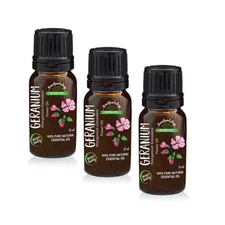 Geranium Eteerinen Öljy 10ml x 3 pulloa ryhmässä Iho & Vartalo / Luonnollinen DIY / Eteeriset öljyt @ Rawfoodshop Scandinavia AB (9203-SET3)