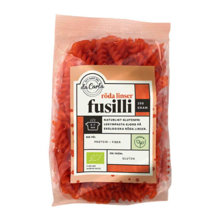 Pasta Fusilli Punaiset Linssit LUOMU 250g ryhmässä Raaka-aineet / Ruokakomero / Pasta & Nuudelit @ Rawfoodshop Scandinavia AB (9901)