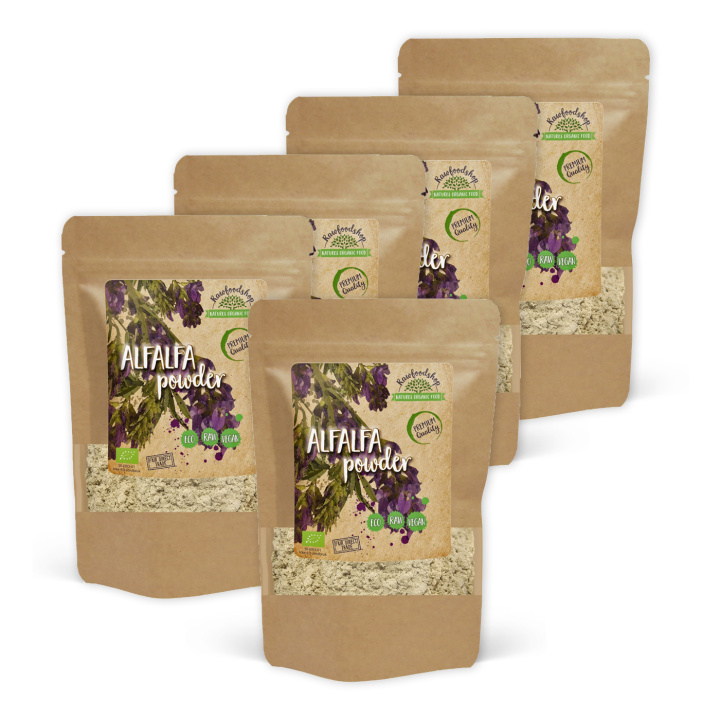 Alfalfa Jauhe LUOMU 125g x 5 pakettia ryhmässä Raaka-aineet / Terveysruoka / Vihreät Jauheet @ Rawfoodshop Scandinavia AB (A1010-SET5)